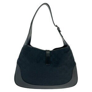 Gucci leather bag canvas Jackie black shoulder GG